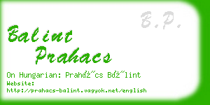 balint prahacs business card